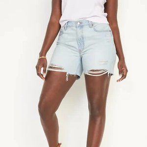 Old Navy High-Waisted Slouchy Straight Distressed Cut-Off Jean Shorts Size 4